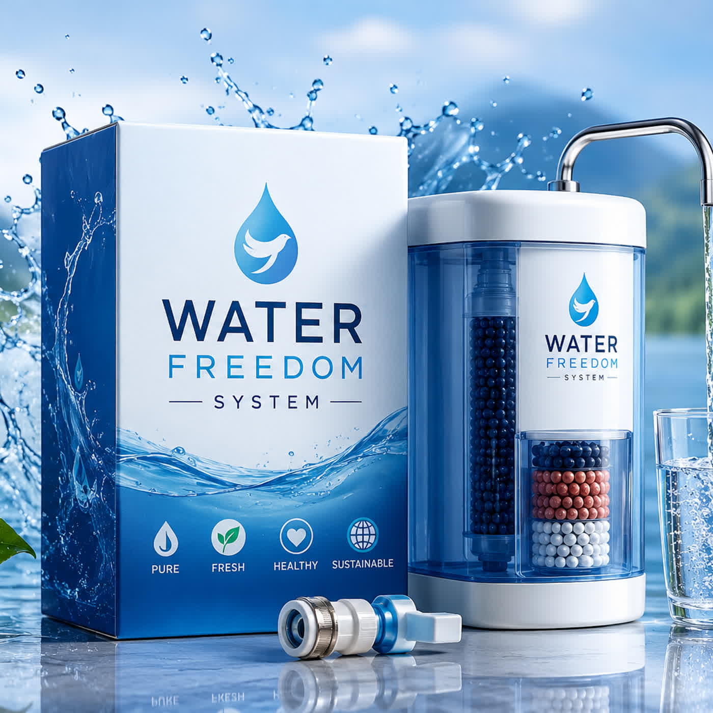 Water Freedom System filtration unit and packaging